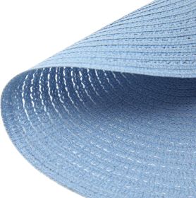 Round Braided Placemats Set of 6 Round Table Mats for Dining Tables 15 inch (Light Blue, 6)