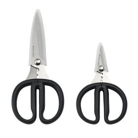 Japanese Steel 2-Piece Kitchen Scissors and Shears Set for Food and Herbs, Black