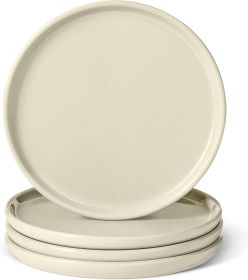 Glazed Stoneware Appetizer Plates, Ceramic 4-Piece Set, Microwave and Dishwasher-Safe, 6.7 in., Ivory