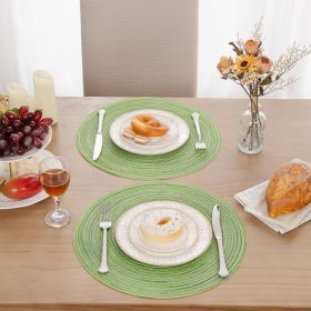 Round Placemats Set of 6 for Dining Tables 15 inch Cotton Braided Placemats Washable Reversible for Kitchen Holiday Party (Mixed Color Pea Green, 6)