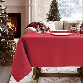 Textured Linen Table Cloth for Rectangle Table - Waterproof Fabric Christmas Tablecloth Rectangular Wrinkle Free Wipeable Dining Cover for Wedding/Bir