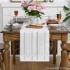 Mode Rustic Cotton Linen Table Runner, Seasonal Embroidered Hollow Kitchen Dining Table Decoration for Home Party Decor 13x36 Inch