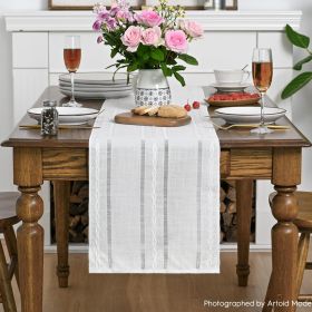 Mode Rustic Cotton Linen Table Runner, Seasonal Embroidered Hollow Kitchen Dining Table Decoration for Home Party Decor 13x36 Inch