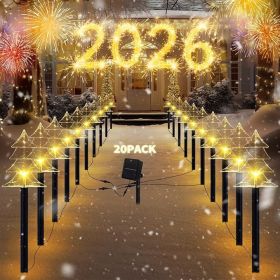 ILLUMINEW Outdoor Christmas Decorations, Solar Xmas Pathway Lights, Set of 20 Waterproof Landscape Christmas Lights