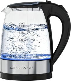 Electric Kettle, 1.8L Borosilicate Glass Tea Kettle with LED Light, Auto Shut-Off and Boil-Dry Protection Cordless Kettle Fast Boiling