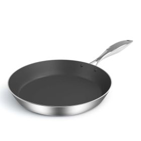 11.8 inches Stainless Steel Fry Pan – Non-Stick Interior, Induction Compatible Frying Pan Skillet