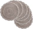Round Placemats Set of 6 Braided Glitter Round Table Placemats 15 inch for Wedding Holiday Party (Multicolor - Light Coffee, 6)