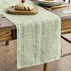 Mode Sage Green Rustic Cotton Linen Table Runner, Seasonal Embroidered Hollow Kitchen Dining Table Decoration for Home Party Decor 13x36 Inch