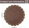 Linen Cotton Placemats Set of 4 Scalloped Flower Embroidery Place Mats 15'' Natural Linen Texture Fabric Machine Washable Table Mats for Restaurant Ki