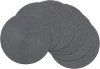 Round Placemats Set of 6 Washable 15 inch Round Table Mats Cotton Polyester Woven Braided Place Mats for Dining Table (Charcoal Gray, 6)