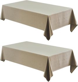 2 Pack Rectangle Tablecloth, 60x84 inch, Water Resistant Wrinkle Free Linen Textured Table Cloth Washable, Decorative Fabric Table Cover for Dining (Color: Mocha)