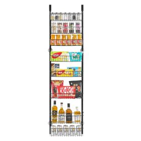 Over the Door Pantry Organizer, 8-Tier Pantry Organization and Storage, Heavy-Duty Steel Hanging Spice Rack, Adjustable Wall Seasoning Shelves (Number of Layers: 8, Color: black)